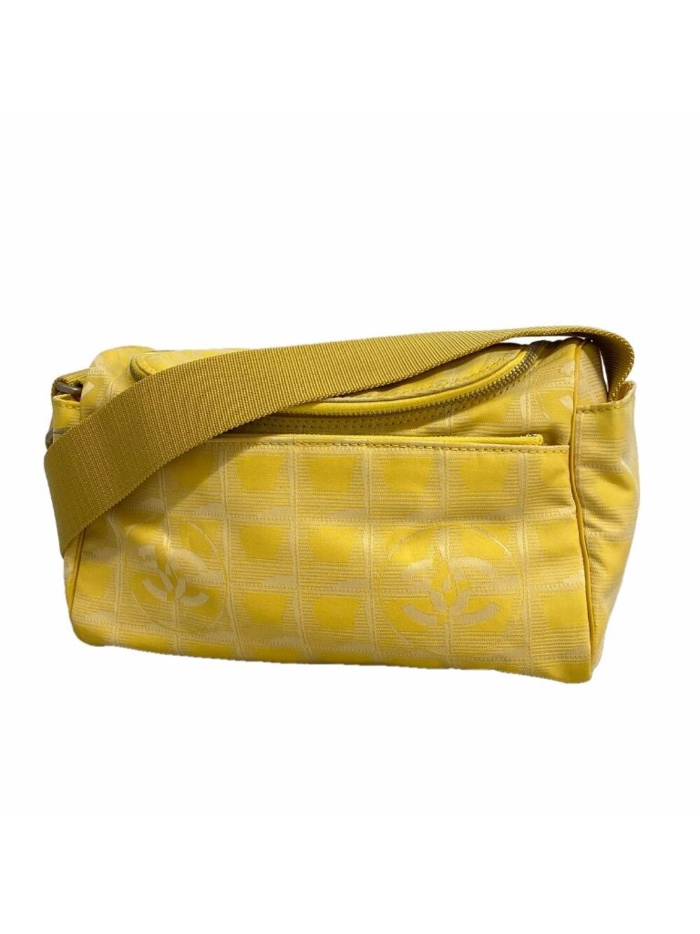 Chanel Shoulder Bag New Travel Nylon Yellow Silver
